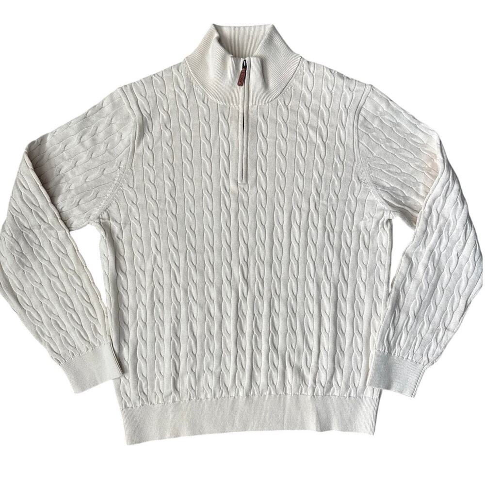 J. Crew Cotton Cable Half-Zip Soft Sweater in Natural Size Large - Picture 10 of 11